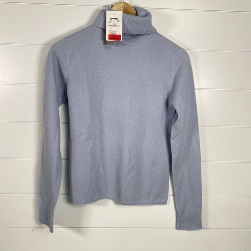 Geneva Sweater Womens Small Blue 100% 2‎ Ply Cashmere Turtleneck Made Japan Soft